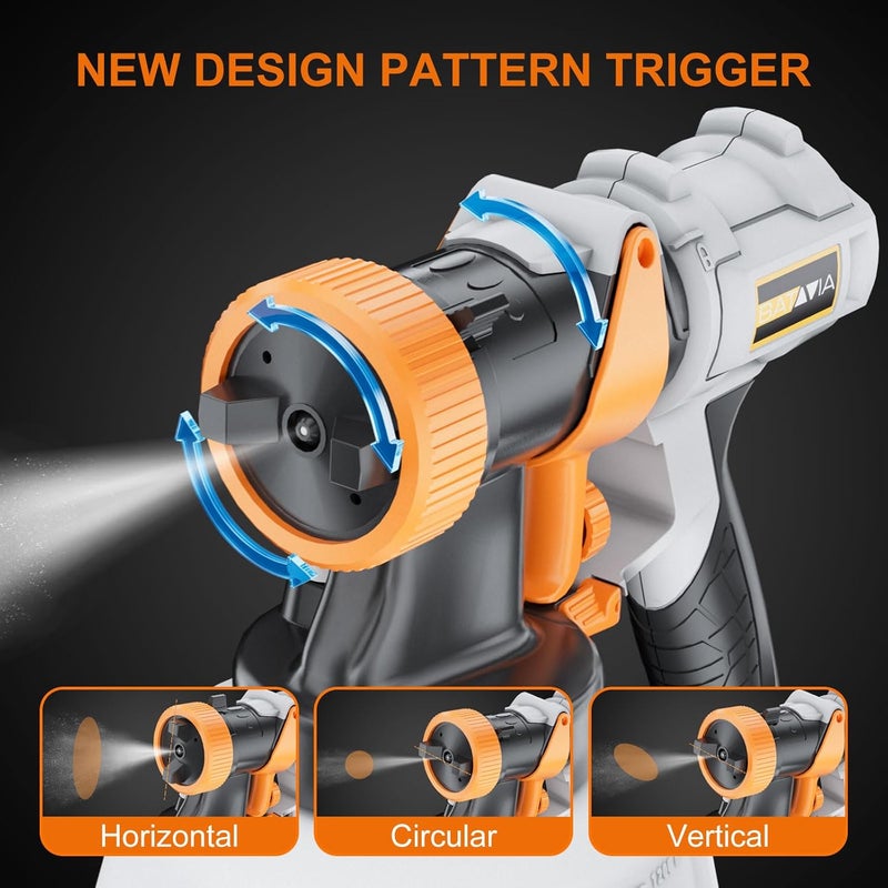 Batavia Upgraded Paint Sprayer- 700W HVLP High Power Spray Paint Gun with 6FT Air Hose, 4 Nozzles & 3 Patterns, Paint Sprayer for House Painting,Furniture,Cabinets,Fence,Walls,DIY Projects,etc - Image 4